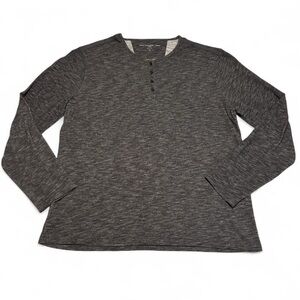 John Varvatos USA Luxe XL Henley Shirt Gray Long Sleeve Button